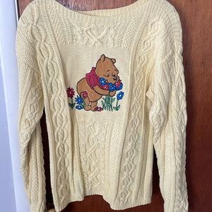 X037 Disney Vintage Winnie The Pooh Chunky Knit Sweater Yellow
